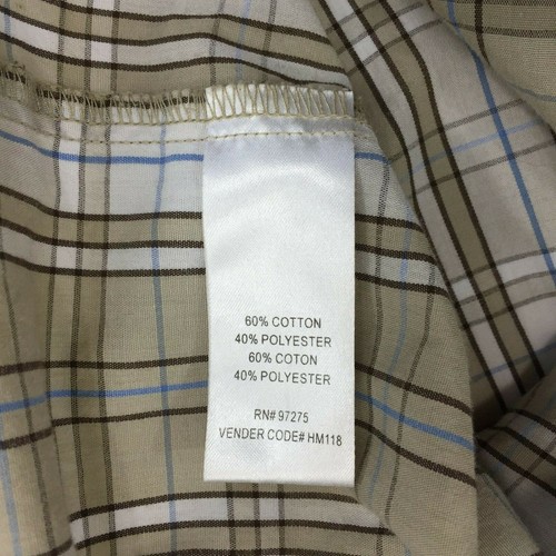 Fox Mens Short Sleeve Button Up Casual Shirt Tan Plaid Pockets Size Large - Picture 9 of 11
