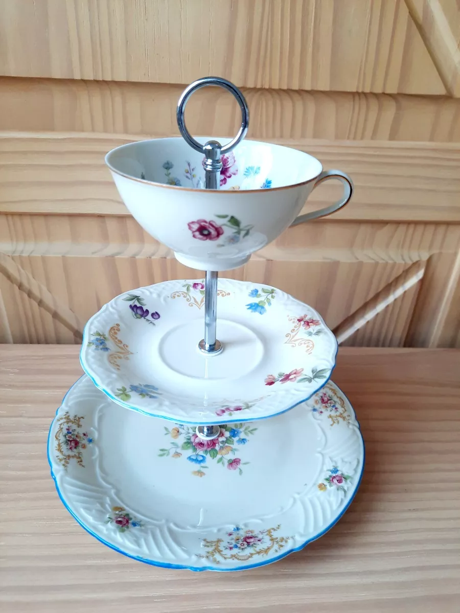 Porzellan Etagere 3 st ckig Rosen Vintage Landhaus