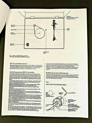AR Turntable EB101 Owners Manual and AR Logo Embroidered Hat *NEW* Guaranteed - Picture 3 of 12