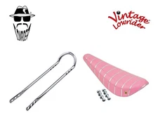 16" ORIGINAL LOWRIDER Pink/Silver BANANA SEAT W/Chrome Sissy Bar FOR 16" Bicycle