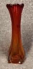 Murano Swung Stretch Amberina Red Orange Vase MCM 9 1/2"