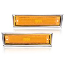 Pair Front Signal Side Marker Lights Amber Fit For 81-91 Gmc Chevy Pickup Truck