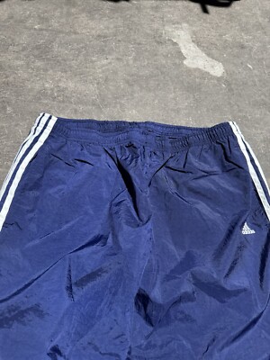 Vintage Adidas Track Pants Baggy Mens XL Blue Classic 3 Stripe Zip