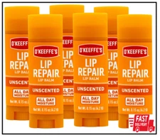6-Pack O'Keeffe's Unscented Lip Repair Lip Balm for Dry, Cracked Lips, Stick