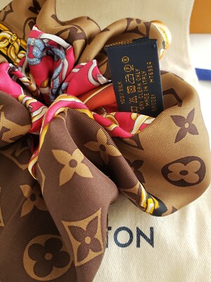 LOUIS VUITTON SCRUNCHIE HAIR ACCESSORY HAIR RIBBON BROWN RED  display picture 1