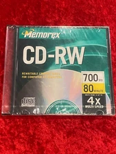 1-Memorex CD-RW Rewritable  4x Multi-Speed, 700MB, 80 Minutes w/ Slim Jewel Case