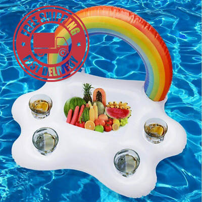 Details about   Summer Party Bucket Rainbow Cloud Cup Holder Inflatable Pool Float Beer Drinking