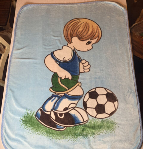 Vintage Precious Moments Baby boy Blanket, Blue 41”-53” - Picture 1 of 16