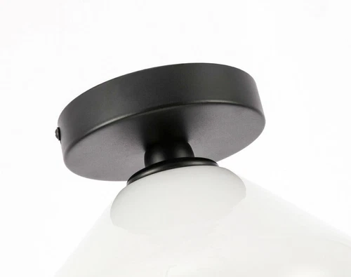Flush Mount Frosted Glass Black Kitchen Bathroom Hallway Ceiling Light Fixture - Picture 9 of 10
