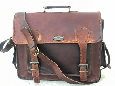 Leather Vintage Laptop Messenger Handmade Traveling Bag Satchel 100% Genuine 