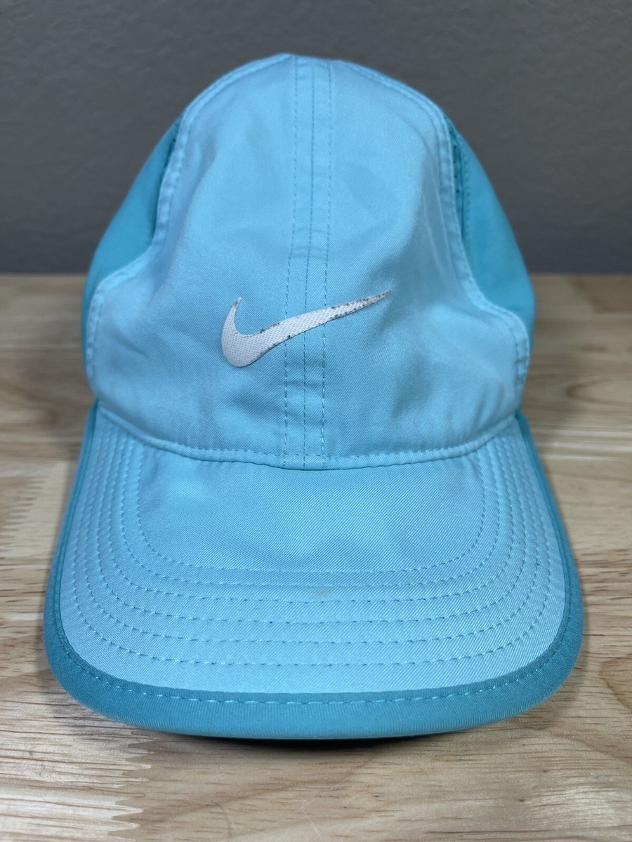 Nike Hat Cap Strap Back Teal White Featherlight Dri Fit