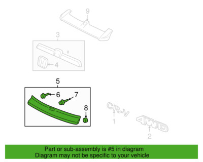 Honda 74895-SXS-A01ZM Lower Tailgate Garnish Assy. 09-11 CR-V New