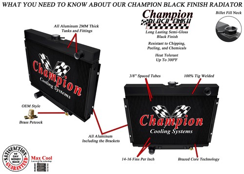 DR Champion 3 Row Black Finish Radiator for 1967 - 1969 Ford Fairlane V8 Engine - Picture 5 of 7