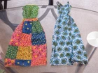 2 Vintage BARBIE Doll DRESSES Summer Flower GOWN & Patchwork DRESS Snap Closure