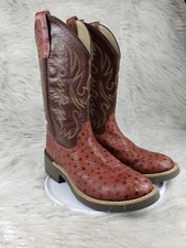 OLD WEST Brown Ostrich Quill Print Boots 1634Y 050
