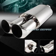 3 Dual Dtm Style Tip 2.5 Inlet T-304 Stainless Exhaust Muffler Universal