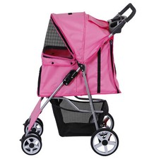 Foldable Dog Stroller Pet Travel Carriage for Pets w/ Carrier Cart Cup Holder