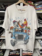 Vintage Warner Bros T Shirt Mens Large Movie World Looney Tunes 1993 Car Graphis