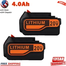 2-PACK 4.0AH 20V LITHIUM BATTERY FOR BLACK AND DECKER 20 VOLT LBXR20 LB20 LI-ION