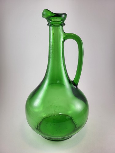 Vintage Mid Centuy Modern 1976 Wine World Green Glass Wine Decanter 1.5 L 11" - Picture 5 of 6