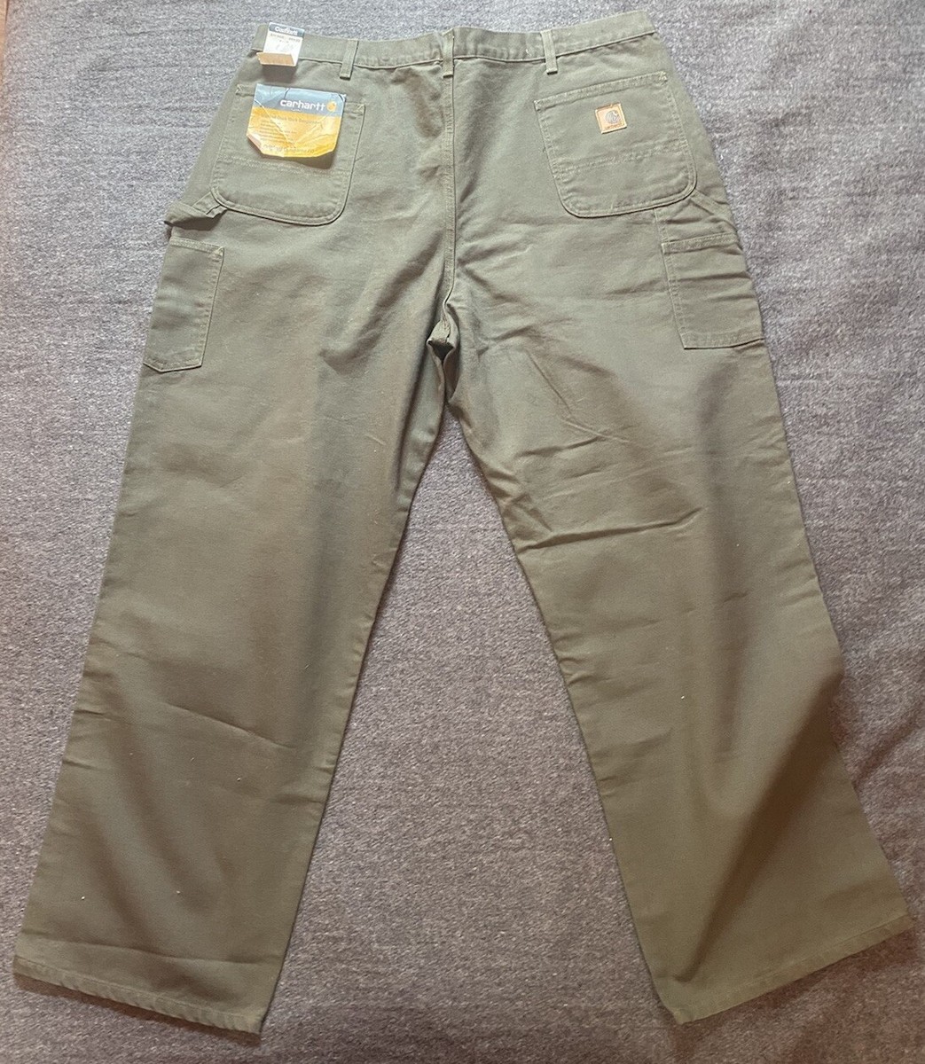 Carhartt Mens Washed Duck Work Dungaree Pant Moss Green B11 44 X