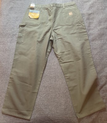 Carhartt Mens Washed Duck Work Dungaree Pant Moss Green B11 44 X
