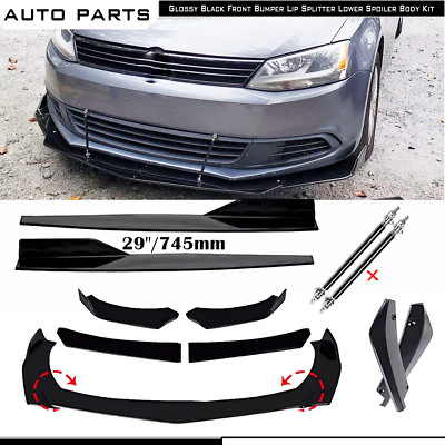 For VW Scirocco R-Line Front Rear Bumper Lip Spoiler Splitter Glossy Black Body