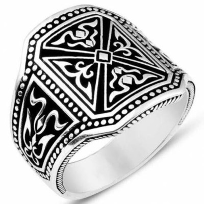 925 Sterling Silver Shield Design Men's Ring