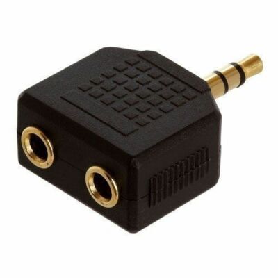 1 Male to 2 Female Gold Plated 3.5mm Y Audio Splitter Headphone Adapter Black
