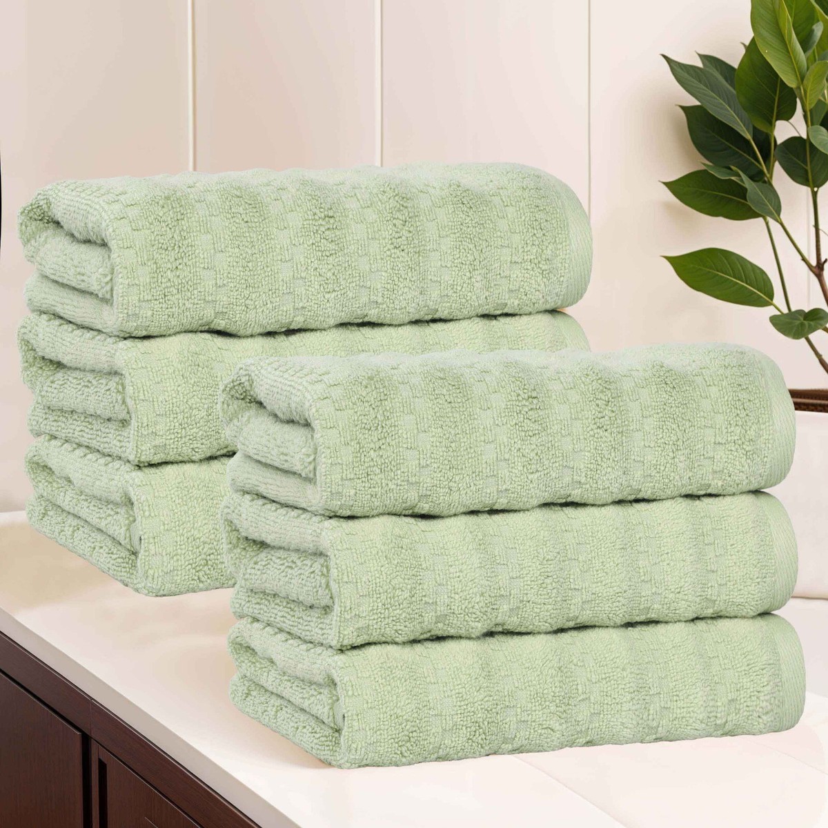 Zuma Zero Twist Cotton Waffle Weave Solid Striped Textured Hand