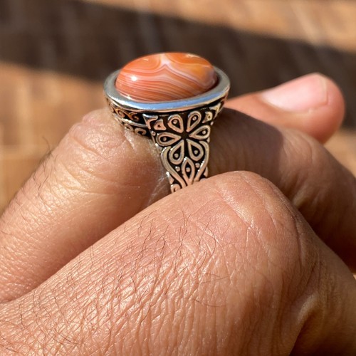 turkish 925 Sterling Silver ring for men yemen rings jewelry eyes agate aqeeq - Picture 10 of 10