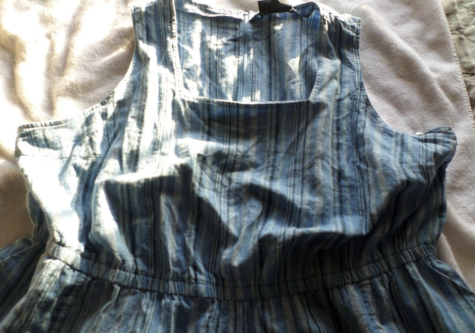 Lane Bryant Jumpsuit Womens 24 Blue Stripe Linen Blend Wide Leg Crop