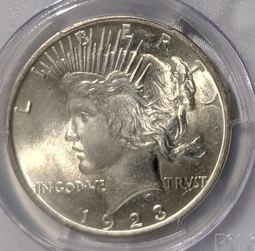 1923 PCGS MS66 Gem BU Mint Lustrous Peace Silver Dollar PQ Attractive