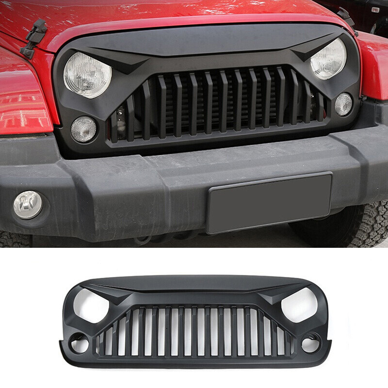 Jeep Wrangler 2007-17 Black Primed Front Bumper Center Hood with Grill Mesh