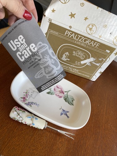 RARE Pfaltzgraff Cape May Hors D’oeuvre Tray W Fork Discontinued Birdhouse HTF - Picture 5 of 6
