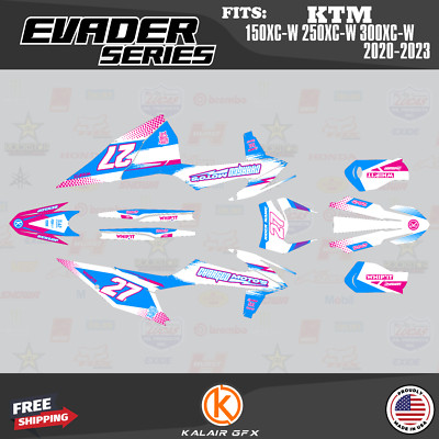 Graphics Kit for KTM 150XC-W 250XC-W 300XC-W 2020 2021 2022 2023 Evader-Mag Cyan