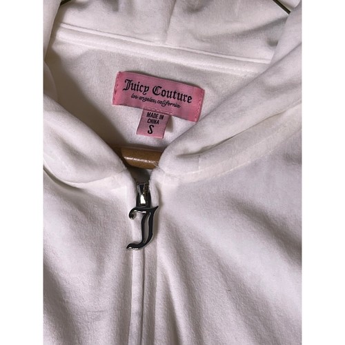 Juicy Couture Vintage Rhinestone Velour Full Zip Hoodie Jacket White Small Y2K - Picture 4 of 7
