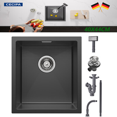 Edelstahl Küchenspüle Siphon Einbauspüle Spülbecken mit Abtropffläche 40X44cm
