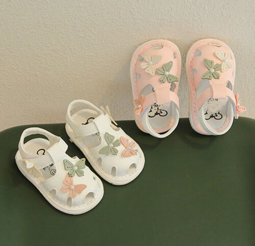 Sandales bébé bébé bébé filles tout-petits enfants extérieur été doux bout plat fermé chaussures - Photo 1/16