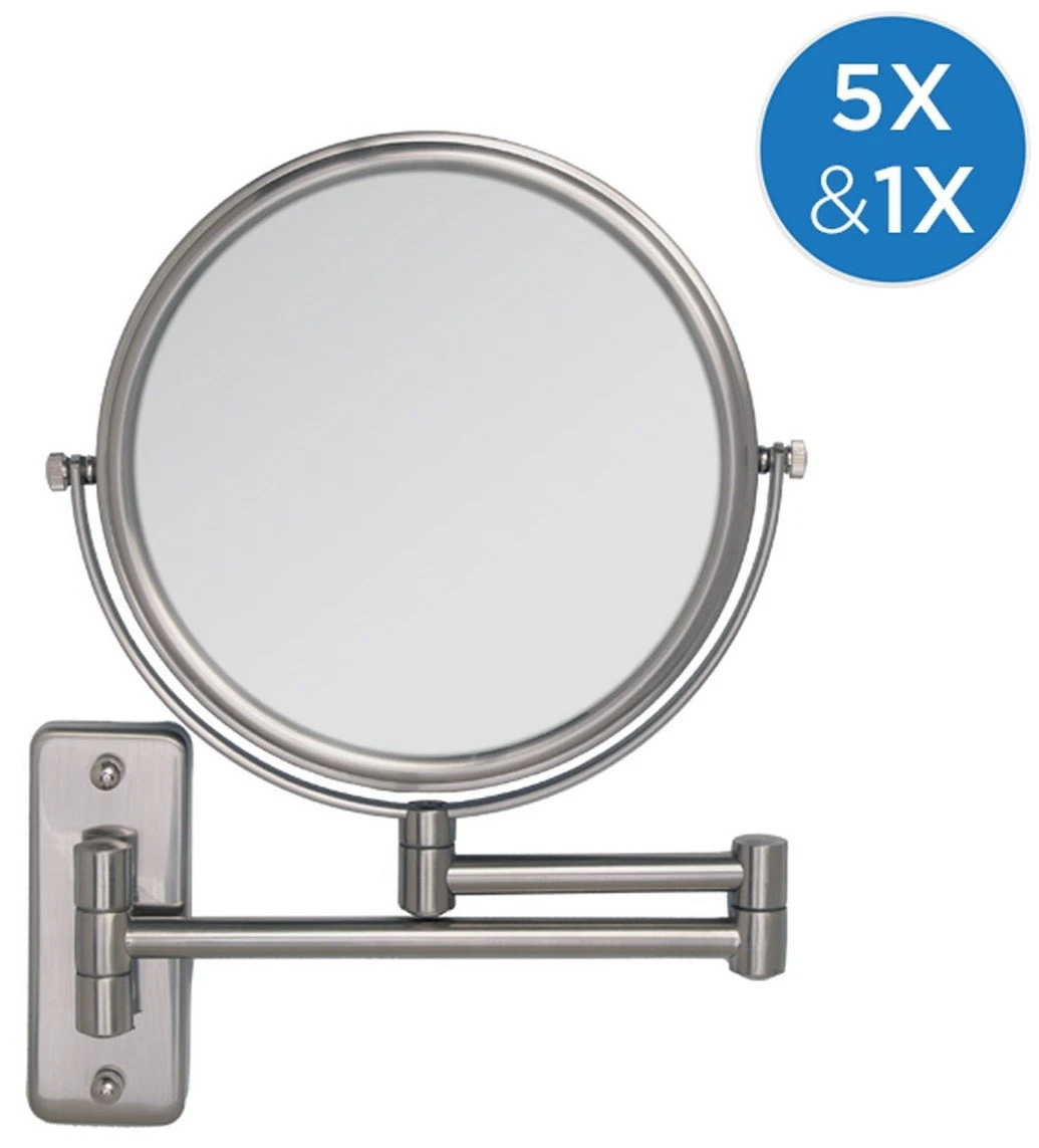 Zadro Two Sided Dual Arm Wall Mount Makeup Mirror 1X 5X OVW45 NEW