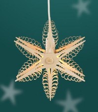 Fensterschmuck Spanstern doppelt el. Beleuchtet Mitte mit Rosette 24x24x9cm NEU