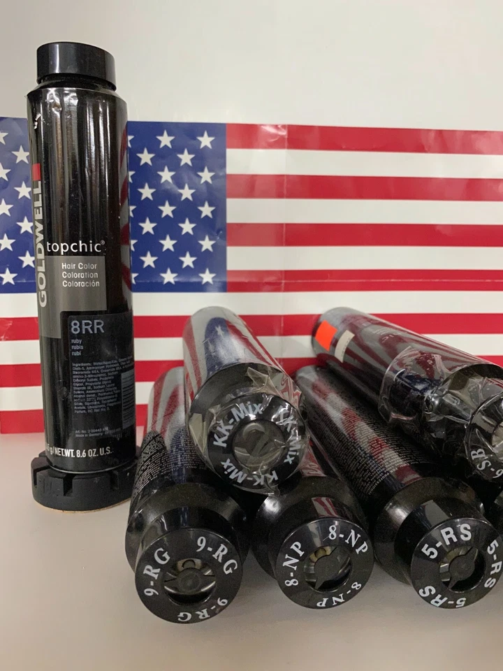 Botes de color de cabello permanente Goldwell USA Topchic 8,6 oz 8RR rojo rubí Foto 2 de 4