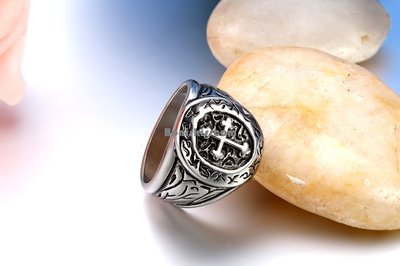 Vintage Stainless Steel Cross Band Men's Women's Unisex Ring