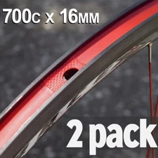 Red Bicycle Wheel Rim Strips - 700c x 16mm - 2 pack - Alternative to Rim Tape