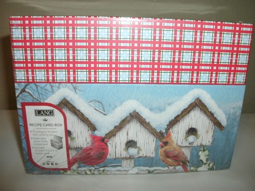 LANG Biglietti Di Natale In Scatola - Cardinal Birdhouse - 18 Biglietti Con Buste - Carta In Lino Con Glitter - Opera Di Jane Shasky