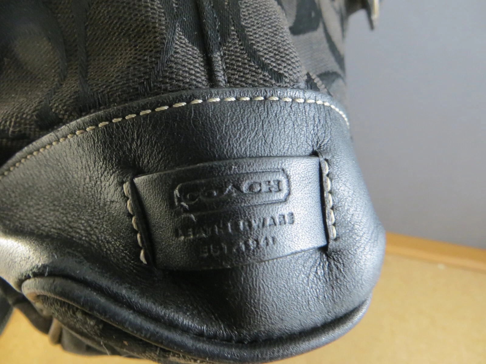 Borsa a mano vintage firmata Coach in pelle tela nera L2J 6335