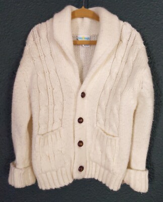 Vintage Tiny Togs Toddler Fisherman Cable Knit Cardigan Sweater Size 4T