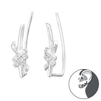 1 Paar Ear Climber 925 Sterling Silber Knoten Mit Zirkonia Ohrstecker Ohrklemme