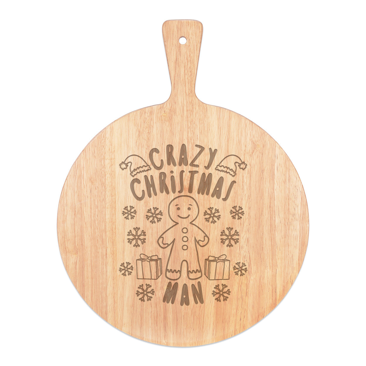 Crazy Christmas Man Snowflakes Pizza Board Paddle Wooden Funny Secret Santa