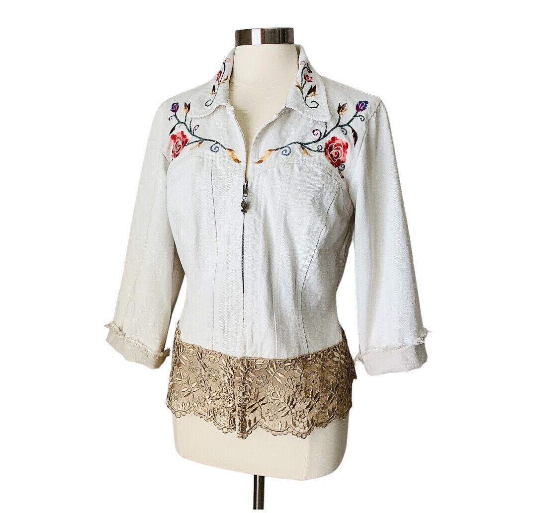 Hairston Roberson ROPA Denim Jacket Vintage Sz Small Embroidered Western USA